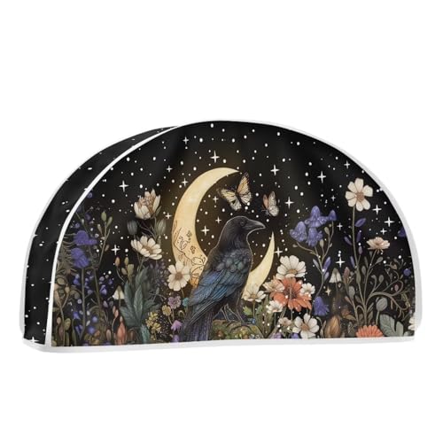 Babrukda Hanging Clothing Storage Bags for Closet, Floral Moon Crow Wardrobe Clothes Protector for Suit, 12.48 x 24.61 Inch Travel Hanging Garment Bags, Hanger Not Included, Black2