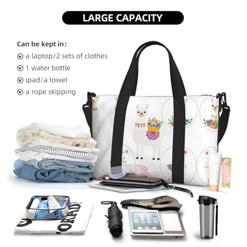 Llama Print Hand Travel Bag,Gym Bag,Weekend Travel Overnight Bag,Tote Bag Sports Bag For Women Men4