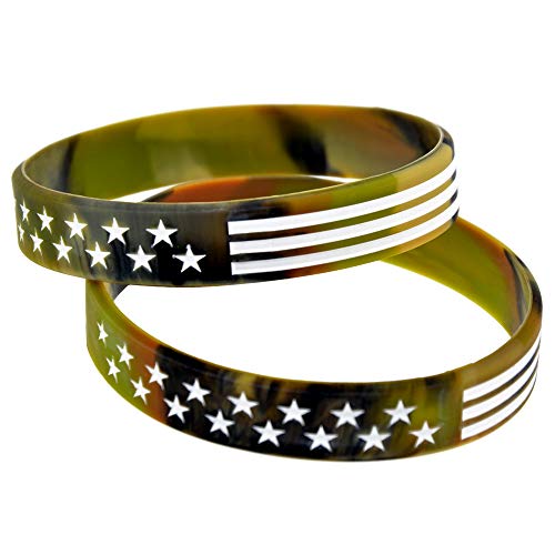 2pcs USA American Flag Silicone Stretchable Bracelets Stars and Stripes Wristband Camouflage Multicolor Fashion Jewelry-Camouflage Green