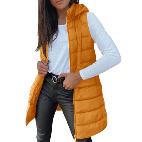 Long Puffer Vest Women Lightweight Hoodie Jacket Casual Winter Tops 2026 - image 2