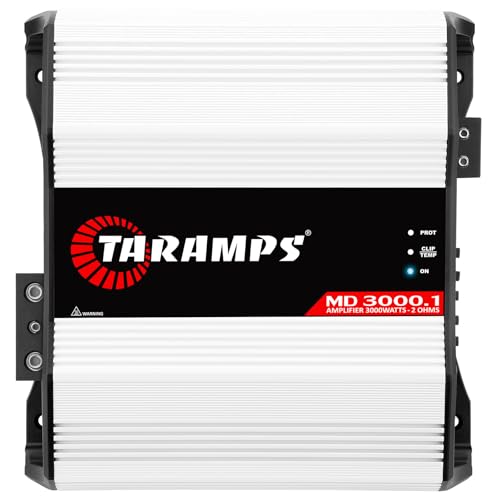 Taramps MD 3000.1 2-Ohms Car Amplifier, 3000W RMS Full Range Digital Monoblock Class D MOSFET Amp, Crossover, Low/High Pass Filter, Bass Boost, Level Control, LED Indicator, High Performance Car Audio
