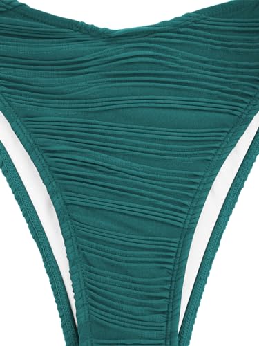 Image of ZAFUL Women Strapless Textured Bandeau Bikini 2 Piece Swimwear Cheeky Solid Lace up Bathing Suits