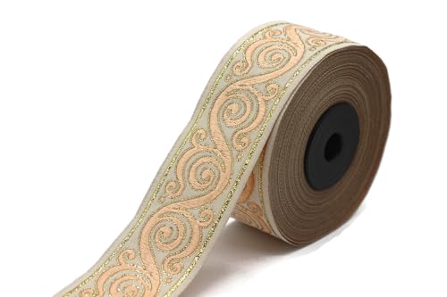 Ruban jacquard escargot celtique pêche 9,9m pour customisation de vêtements - 3