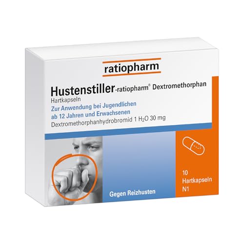Hustenstiller-ratiopharm Dextromethorphan – lindert Reizhusten und sorgt so für eine erholsame Nacht, 10 Hartkapseln