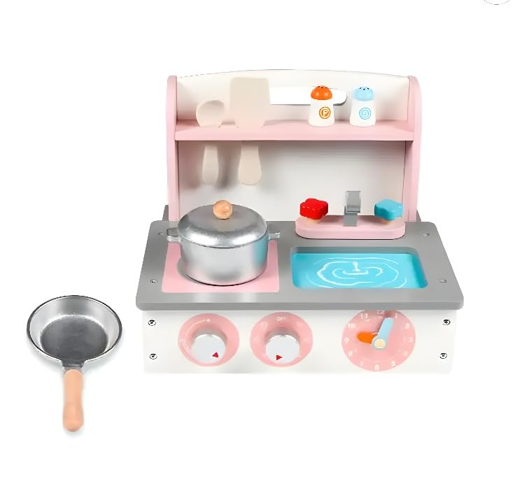 BLiSS HUES Portable Wooden Mini Folding Kitchen with Utensils | Childrens Simulation Play House | Learning to Cook Interactive Toys for Chef Kids (B0CJ2XSSJ9) Amazon Price History, Amazon Price Tracker