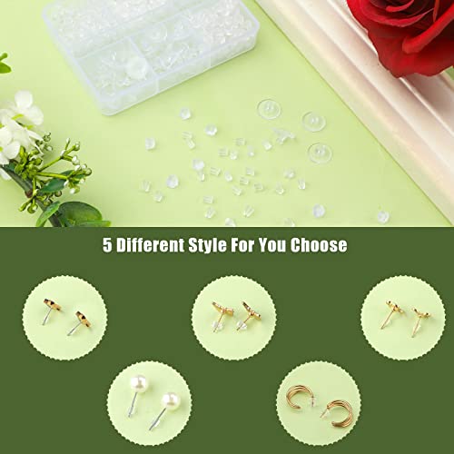 670Pcs Silicone Earring Backs For Studs, Clear Earring Safety Backs Soft Rubber Earring Stopper Backs Earring Backings Replacement For Droopy Ears, Heavy Earring, Hook Earrings (5 Styles) #TOP2
