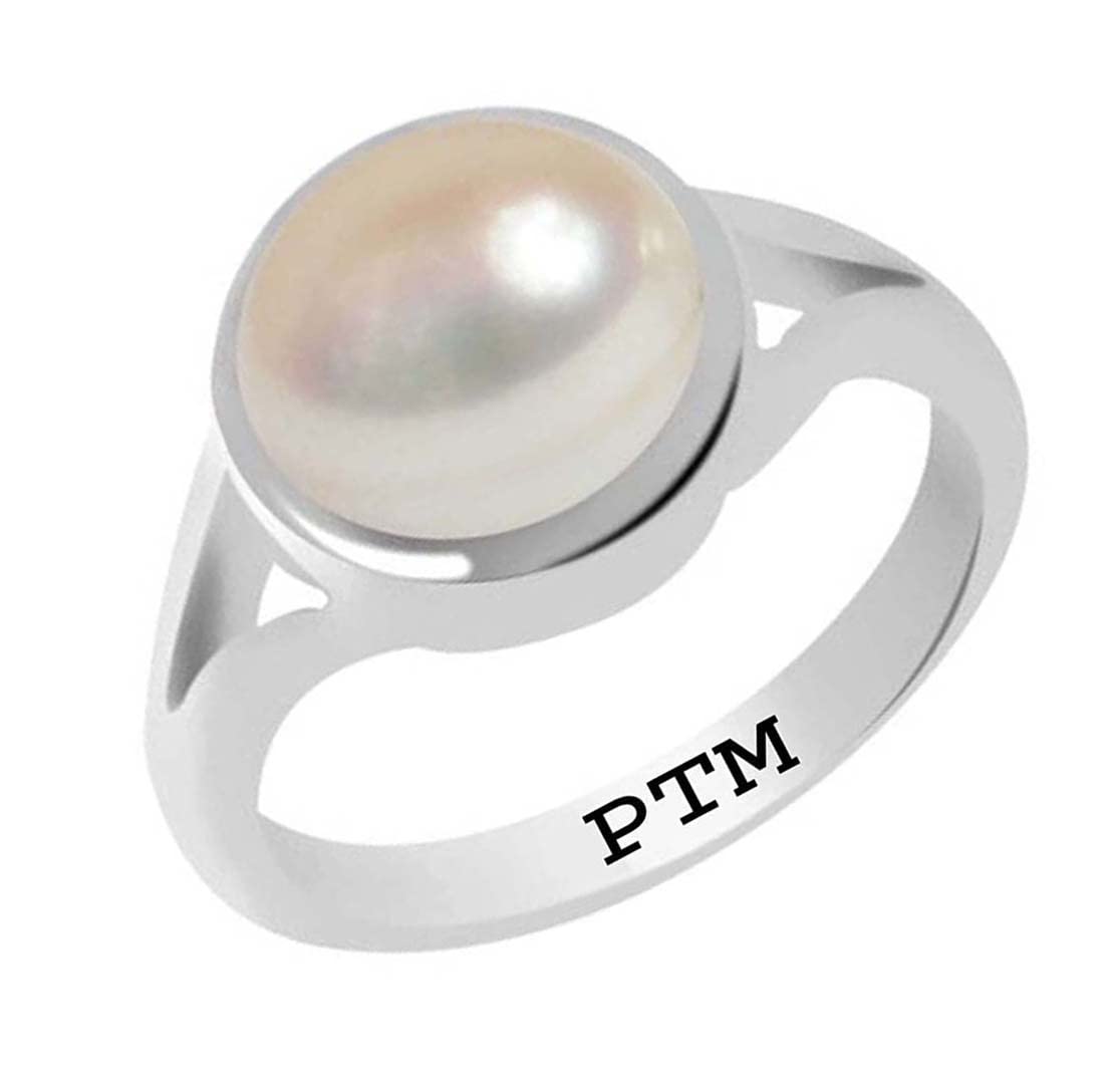 Ptm 925 Sterling Silver Pearl (Moti) 6.25 Ratti or 5.5 Cts Astrological Gemstone Bis Hallmark Ring for Men & Women (B01LY7I3I7) Amazon Price History, Amazon Price Tracker