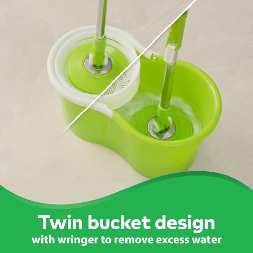 Image of Scotch-Brite Twin Bucket Spin Mop with Easy Wring & Rinse System, 360 Adjustable Handle, High Absorbency Microfiber for Deep Cleaning on All Floor Types