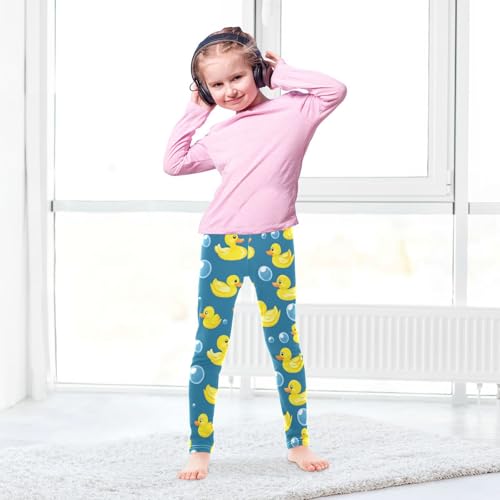Yellow Duck Girls' Leggings Toddler Doodles Cute Kids Yoga Pants Dance Active Tights 4T4