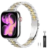 TiMOVO Cinturino Compatibile con Apple Watch Series 12 42mm, Argento/Oro
