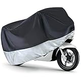 LotFancy Motorcycle Cover, Fits up to 96-Inch Motors, Dirt Bike and Road Bike, All Weather Protection, Black