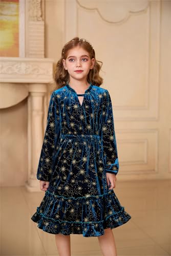 GRACE KARIN Girls Long Sleeve Velvet Dress Sparkle Cut Out Christmas Fall Party Dresses Size 6-143