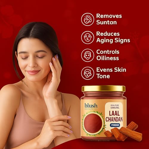Image of 100% Pure & Natural Red Sandalwood Face Pack Powder | Lal Chandan | Raktha Chandanam | Premium Forest Grade | For Skin Brightening, Acne, Blemish, Dark Spots | Puja Ritual - 100 Gm