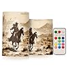 Western desert cowboy flameless candles with remote control and timer adjustable brightness long lasting battery operated led pillar candles for indoor outdoor party home decor 2 pack  urban country home decor