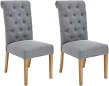 Red Hook Serena Solid-Wood Tufted Upholstered Armless Dining Chair - Set of 2, Cosmopolitan Grey