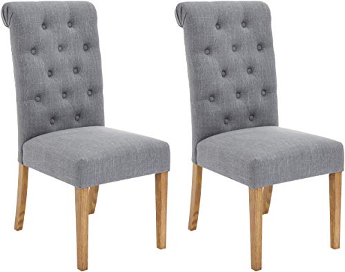 Red Hook Serena Solid-Wood Tufted Upholstered Armless Dining Chair - Set of 2, Cosmopolitan Grey