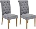 Red Hook Serena Solid-Wood Tufted Upholstered Armless Dining Chair - Set of 2, Cosmopolitan Grey