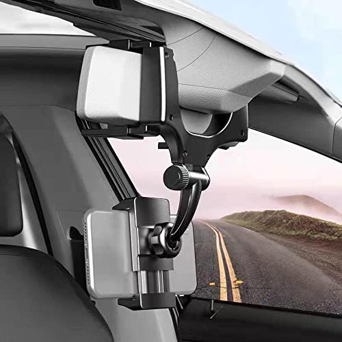 Image of Car, Multifunctional Rearview Mirror Phone Holder, Universal 360 Car Rearview Mirror Mount Stand Holder, GPS Holder Car Phone Stand for All Mobile Phones (Rear View Holder)