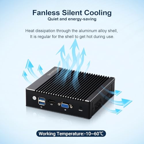 Image of Micro Firewall Appliance, Fanless Mini PC Intel N3700 4Cores /4Threads, 6X Intel 2.5 GbE i226-V LAN, AES-NI, DDR3 8GB SSD 128GB Router Network Security USB3.0 /VGA /HD