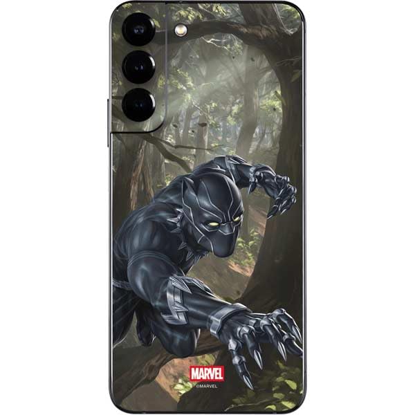 Skinit Decal Phone Skin Compatible with Galaxy S22 Plus - Officially Licensed Marvel Black Panther in The Jungle Design