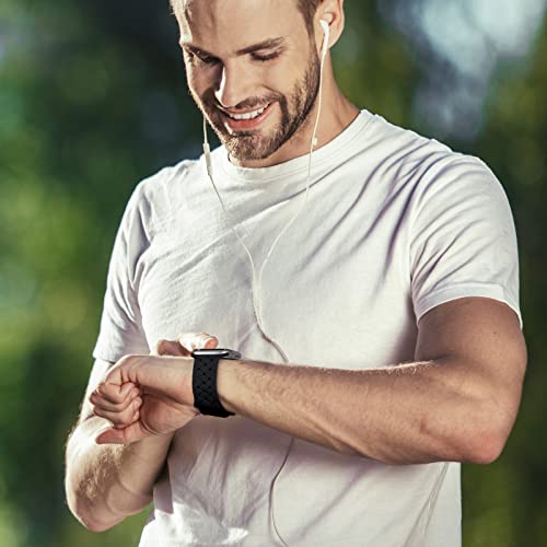 Image of Silicone Braided Weave Bands Compatible with Apple Watch 38mm 40mm 41mm 42mm 44mm 46mm 45mm 49mm, Replacement Sport Breathable Strap for iWatch Series 11 /10 /9 /8 /7 /6 /5 /4 /3 /2 /1 Ultra SE Women Men, Black