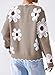 Pink Queen Women's 2025 Winter Sweater Cardigan Outfits for Going Out Long Sleeve Button Up Open Front Drop Shoulder Flower Fuzzy Oversized Cardigans Taupe S