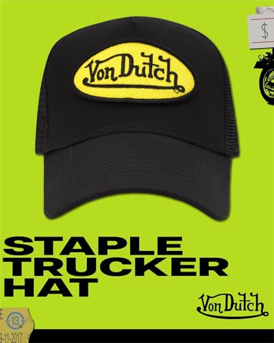 Image of Von Dutch Unisex Trucker Hat - Retro Classic Solid Color Mesh Back Snapback Baseball Cap for Men & Women.