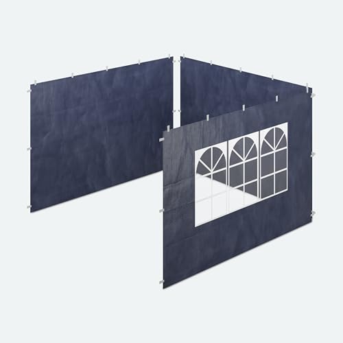 Relaxdays Laterales Carpa 2x3 m Set de 3, Impermeables, Cerramientos con Cierre de Contacto, Ventanas, Color Azul, 200 x 300 x 0.1 cm