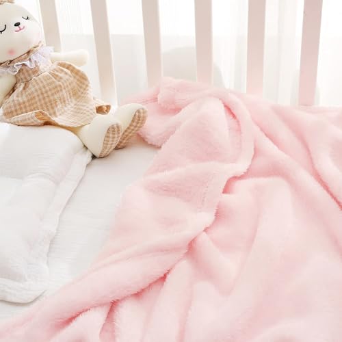 Image of Exclusivo Mezcla Plush Fuzzy Fleece Throw Blanket, Super Soft, Fluffy and Warm Blankets for Couch, Bed, All Season (Light Pink, 40x50 inches)