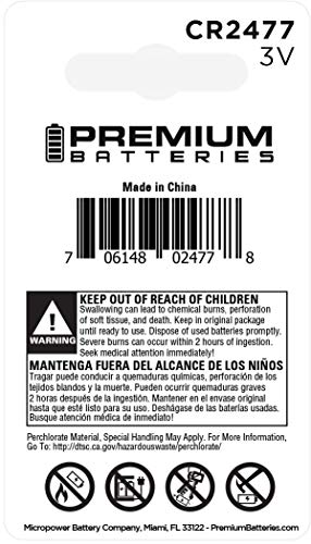 Premium Batteries Murata Cr2477 Lithium 3V Coin Cell Batteries Child-Safe (6 Pack) #TOP1