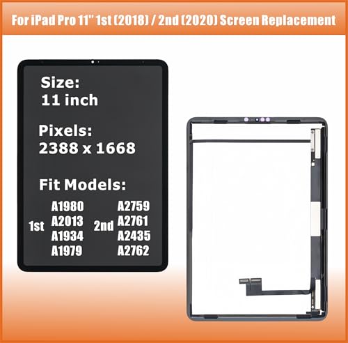 Image of ZTR Screen Replacement for iPad Pro 11 1st Gen 2018 /2nd Gen 2020 LCD Display Digitizer Touch Screen Assembly with Repair Tools (11 inch-A1980 A2013 A1934 A1979 A2068 A2230 A2228 A2231)