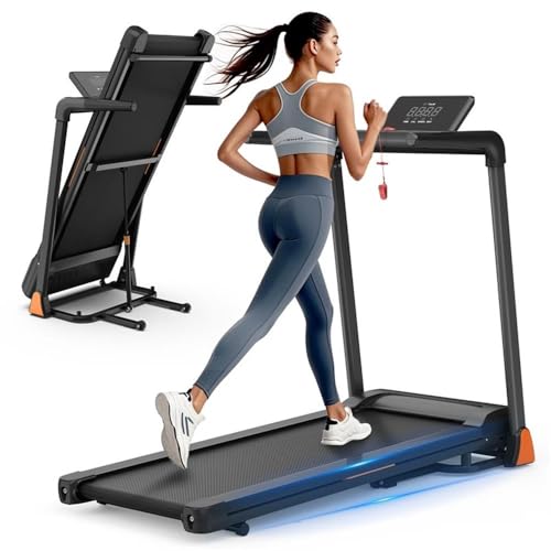 Image of Pemberly Row 3.5HP Folding Treadmill for Home, LED Display, Compact Treadmill for Small Spaces - Black