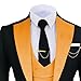 Men's 3 Piece Contrast Satin Lapel Tuxedo Blazer Vest Pants Wedding Prom Party Fashion One Button Slim Fit Suit Set Gold