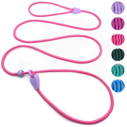 Image of Slip Leads For Dogs 6Ft Slip Leash For Dogs Dog Lead With 6 Colors Strong Nylon Dog Training Leash No Pull Rope Dog Leash Dog Leashes For Small Medium Dogs (Pink, One Size),?182.88 cm