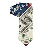 BoomDragon Mens Fashion Money American Flag Bill Dollars Art Tie - Long Skinny Gentlemen Ties Necktie for Wedding Holiday, Suit Uniform