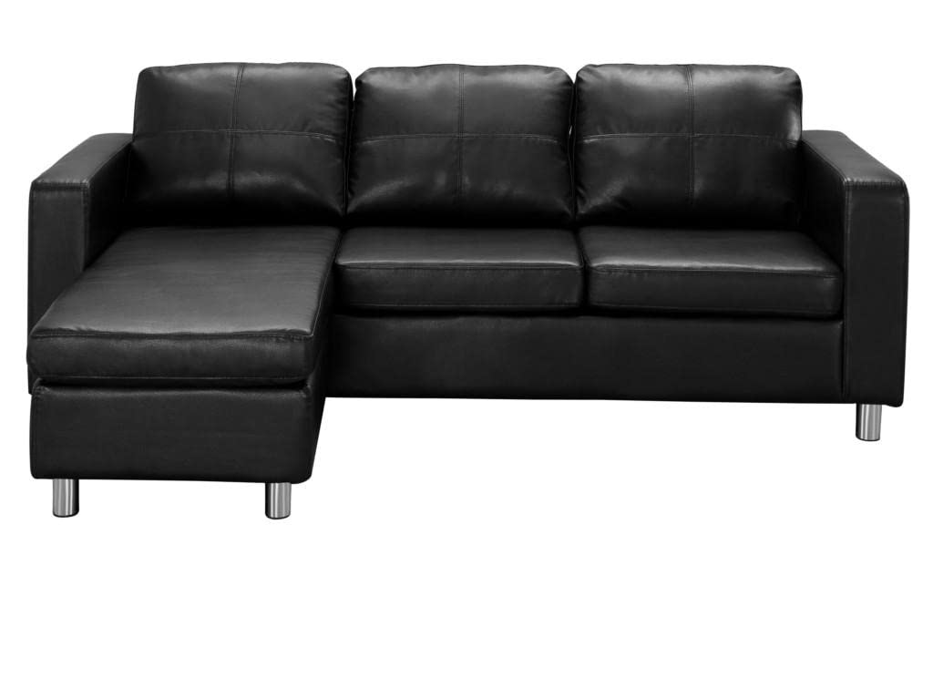 Chaise Longue Sofa Divano In Ecopelle Nero Divano A Forma Di L