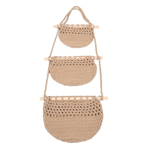 Cesta colgante de 3 niveles para organizar frutas frescas en la cocina 2
