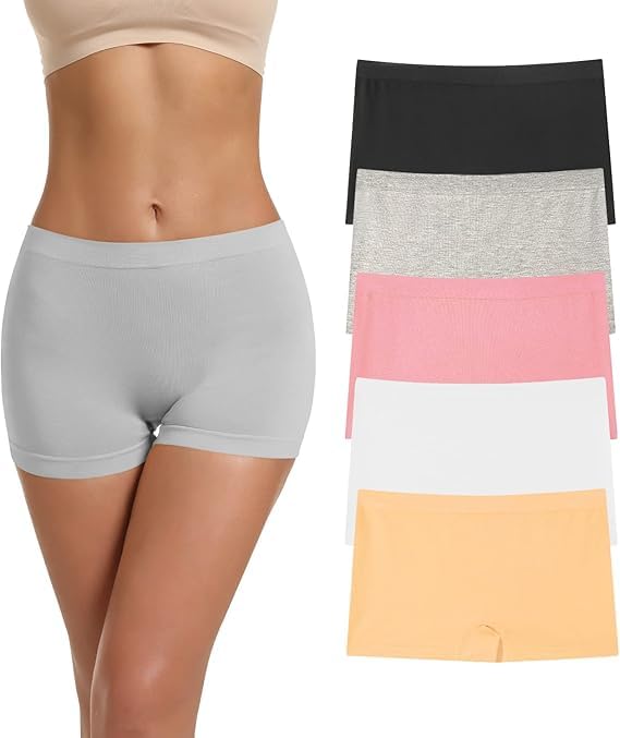 SunFlux® Women's Seamless Boyshorts Underwear Unlined Invisible Solid Panties 5 Packs-image-23
