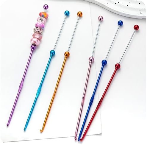 5 PCS Beads Crochet Hooks Set Metal Knitting Needles Ergonomic Crochet Needle Accessories - 4