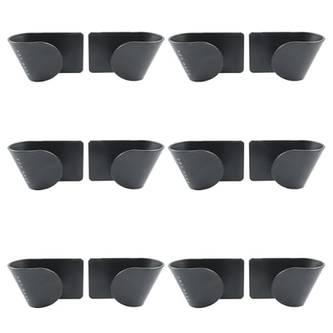 Hitefu 6 Pairs Pot Lid Organizer for Cabinet Door, Adjustable Wall Mount Pan Lid Holders for Kitchen (Black)