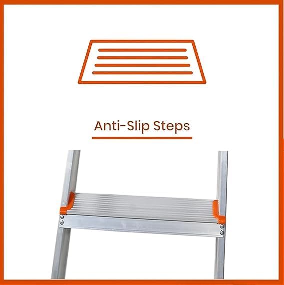 Image of Norman Jr,Designed in Denmark, LDOA : 5-Step Foldable Aluminium Ladder Laser Cut with Super Advance Sure-Hinge Technology 7 Years Warranty- Tint Orange