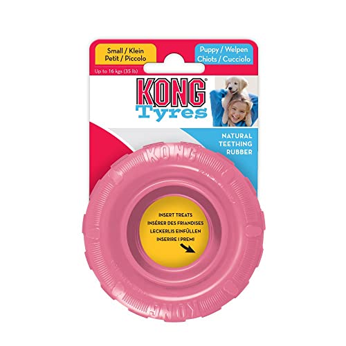 KONG Puppy Tire Chew Toy and Treat Dispenser - Soft Rubber for Teething Pups