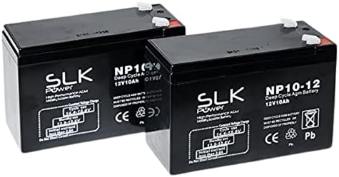 SLK Power Mobility Scooter AGM Battery Pair of 2 x 12v 12ah Reliable and Long Lasting Replacement Batteries for Electric Scooters and Wheelchairs