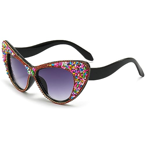 Oversized Cat Eye Diamond Sunglasses Women Candy Color Rhinestone bling Sunglasses Goggles Summer Party Shades2
