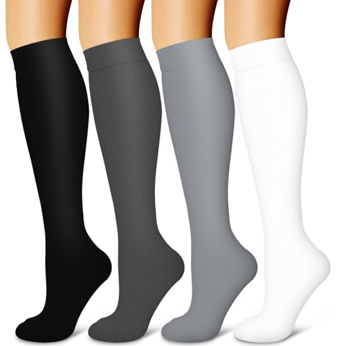Image of Laite Hebe 4 Pairs-Compression Socks for Women&Men Circulation-Best Support for Nurses,Running,Athletic