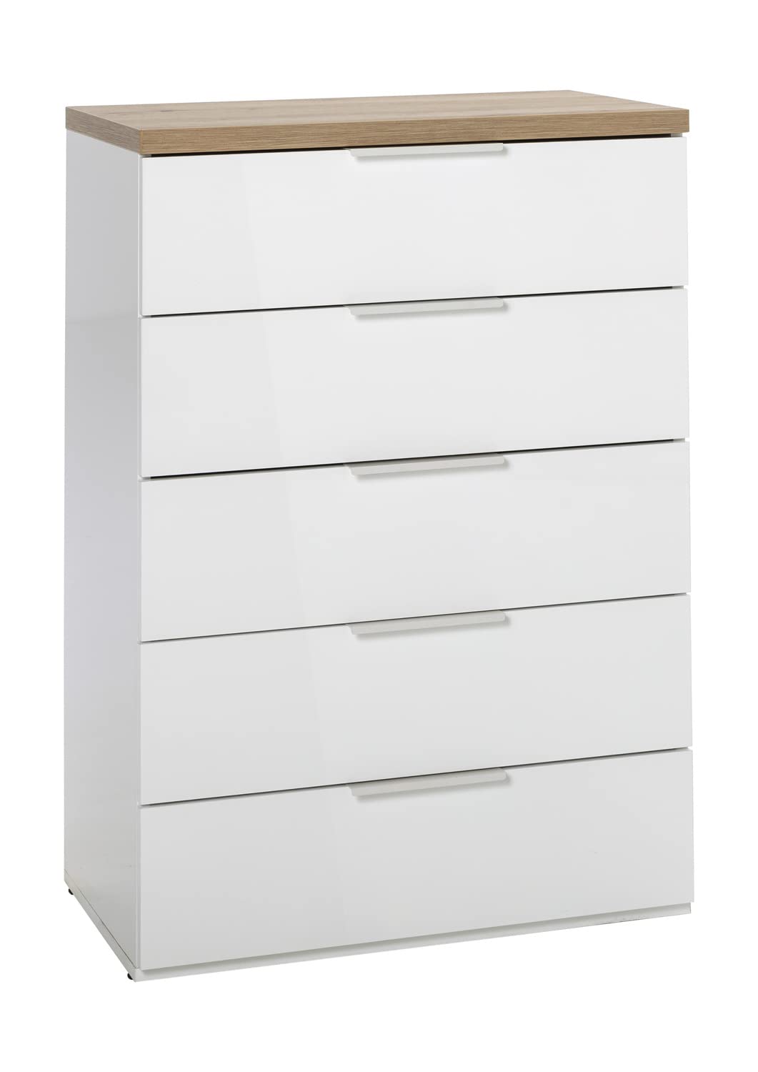 Composad | Camera da Letto Completa della Linea MUNDI, Set di 6 Mobili, Letto Matrimoniale, Armadio, Comodini, Cassettiera, Comò, Colore Rovere Mielato e Bianco Laccato, Made in Italy