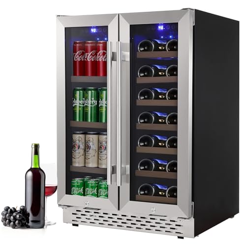 Image of Garvee Wine Cooler Refrigerator, Freestanding Compressor Wine Cellar, Compact Design, Single Glass Door, 32 Bottles, Digital LED Touch Control 41℉-64℉, for Red, White, Champagne or Sparkling Wine