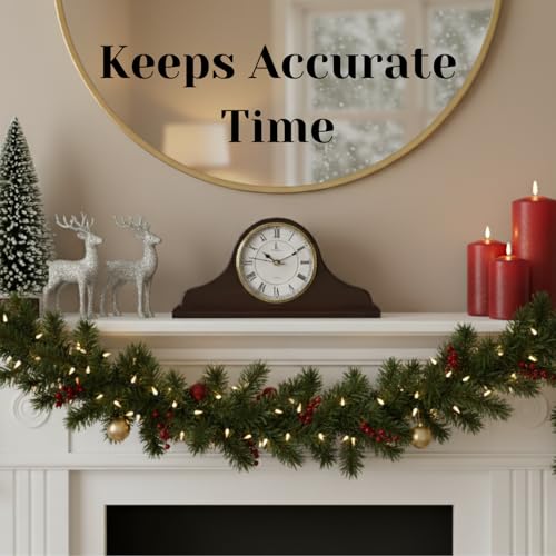 Classic Real Wood Silent Mantel Clock image product image