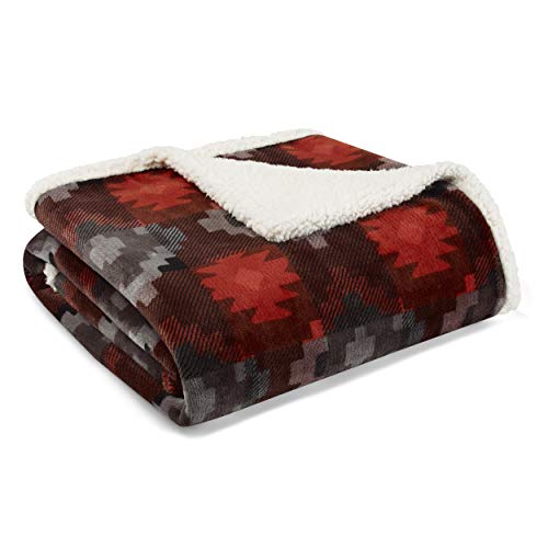Eddie Bauer Ultra-Plush Collection Throw Blanket - Reversible Sherpa Fleece Cover, Soft & Cozy, Perfect for Bed or Couch, Copper Creek Red