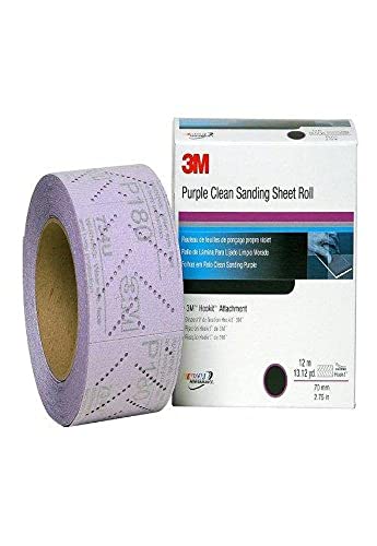 3M 30714 Hookit 740I Purple 70 mm x 12 m 60 Grit E Weight Clean Sanding Sheet Roll (Pack of 5)